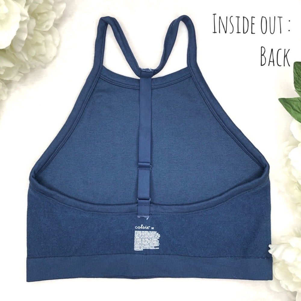 Colsie Cropped Halter Top Ribbed Cami Blue Medium M - Picture 9 of 14